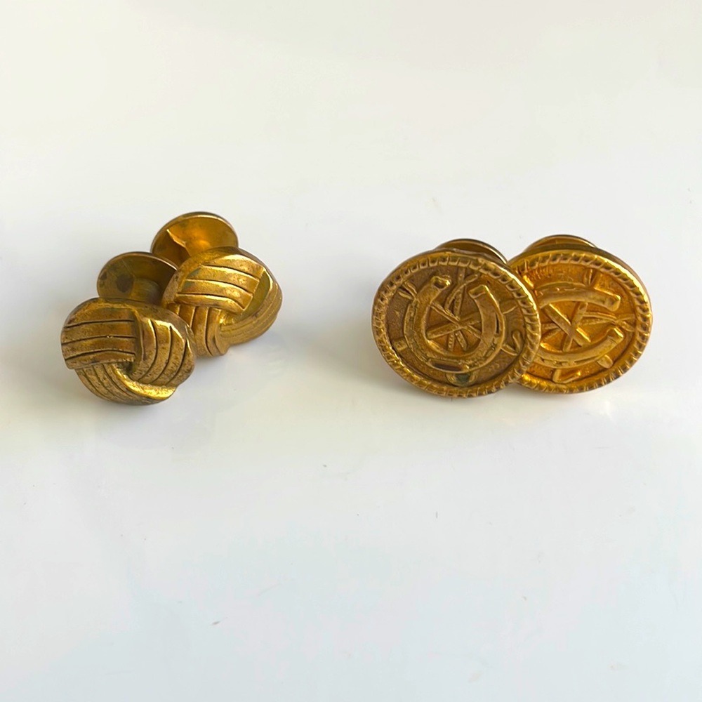 Vintage Pair of two brass colored cuff links